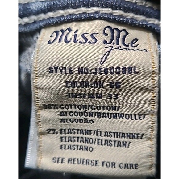 Miss Me Jeans Womens 27 Blue Boot Low Rise Thick Stitch Y2K Western Ranch Rodeo - Picture 10 of 15
